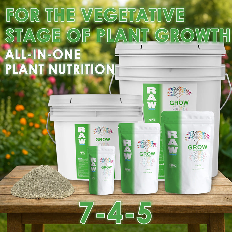 RAW GROW | All in One Water Soluble Nutrient Blend | Vegetative Base Fertilizer
