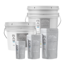 RAW Amino Acids supplement, showing product packaging available in multiple sizes from 2oz to 25lb.